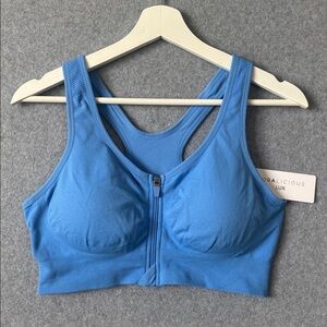 Yogalicious Lux Seamless Katie Zip Bra L Marina Blue